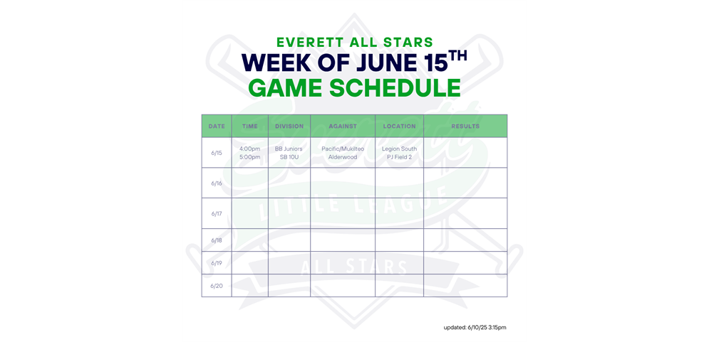 Upcoming All Star Games