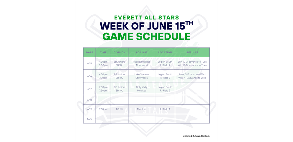 Upcoming All Star Games