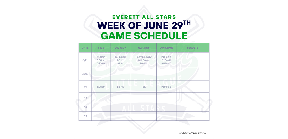 Upcoming Week 3 All Star Games